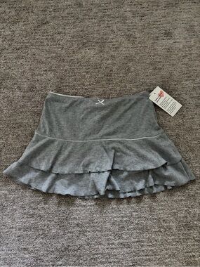Gray Ruffled Mini Skort with Tiered Hem